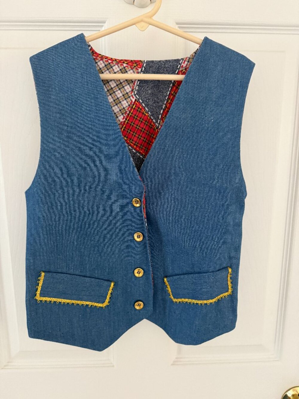 Child Denim Vest Patriotic Pattern Size 6-8